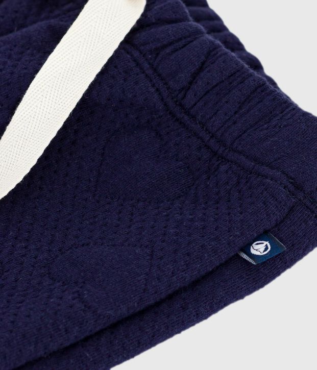 Babies' thick cotton trousers with a heart pattern blue