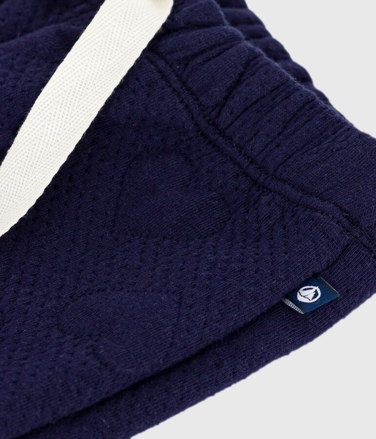 Babies' thick cotton trousers with a heart pattern blue