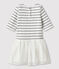 Girls' Short-Sleeved Dress MARSHMALLOW white/ARGENT grey