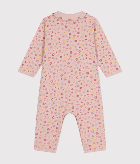 Babies' Footless Floral Cotton Pyjamas SALINE pink/MULTICO white