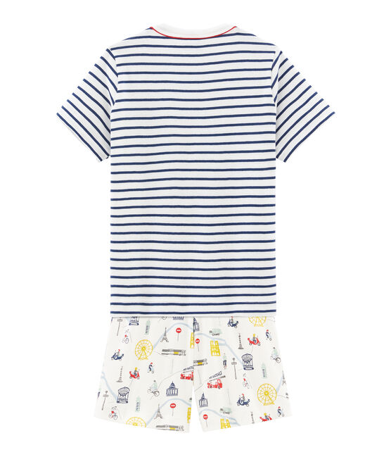 Boys' Ribbed Cropped Pyjamas MARSHMALLOW white/MULTICO white