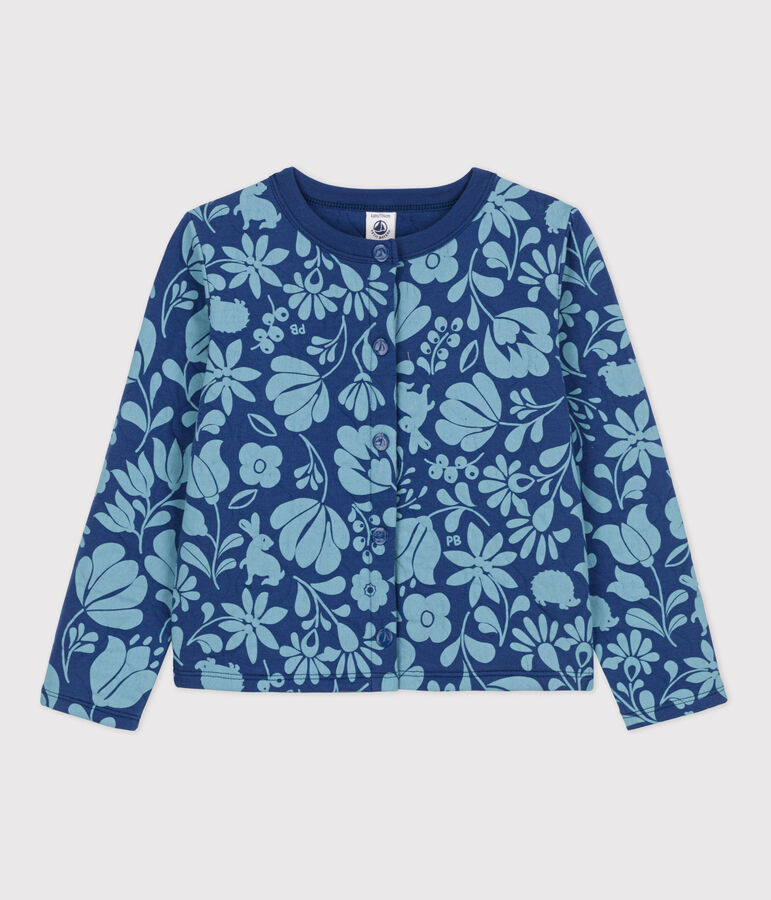 Girls' Printed Quilted Tube Knit Cardigan blue/blue
