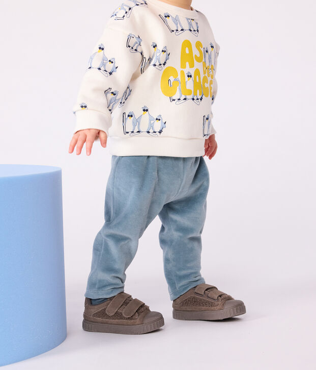 Babies' penguin-print cotton sweatshirt Ecru/multicolor