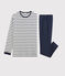 Boys' Cotton Pyjamas with Sailor Stripes MARSHMALLOW white/SMOKING blue