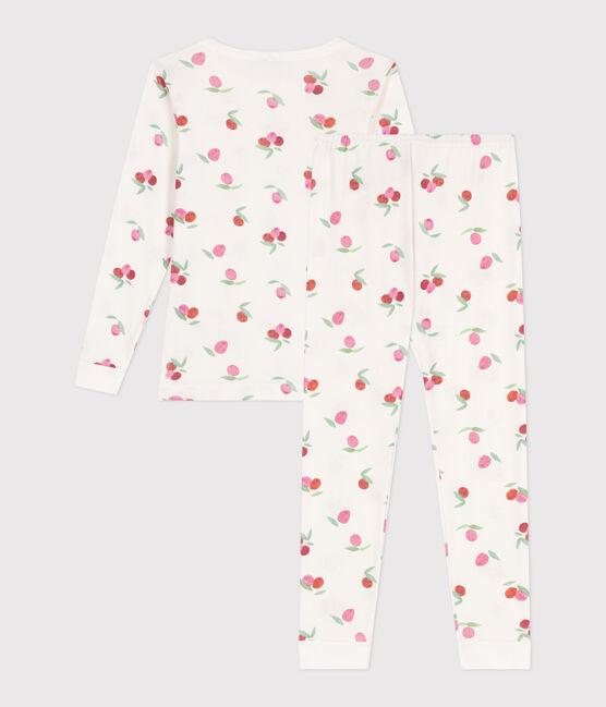 Very fitted children's pajamas in printed cotton MARSHMALLOW /PEONIA /MULTICO