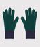 Children's two-tone knitted gloves lined in fleece green/blue