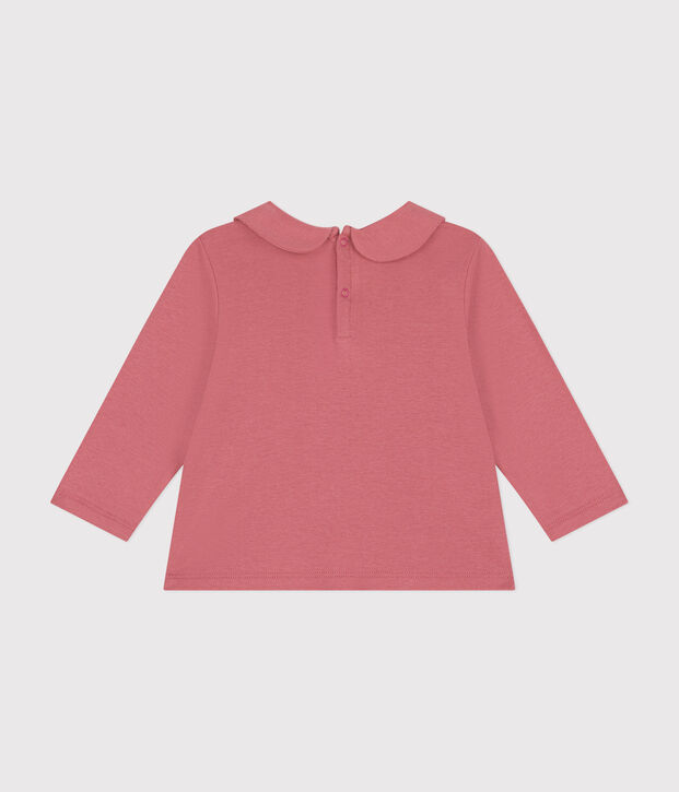 Babies' cotton blouse with a collar pink