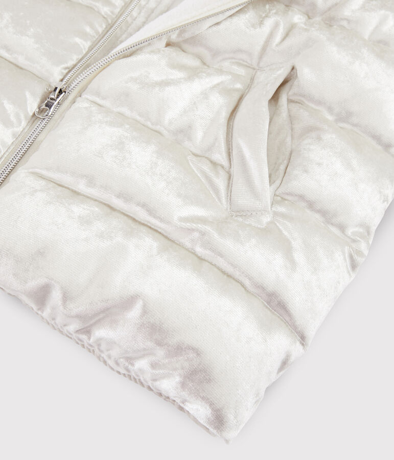 Girls' velvet puffer jacket ARGENT grey