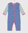 Babies' stripy footless cotton pyjamas CALVIN blue/MARSHMALLOW