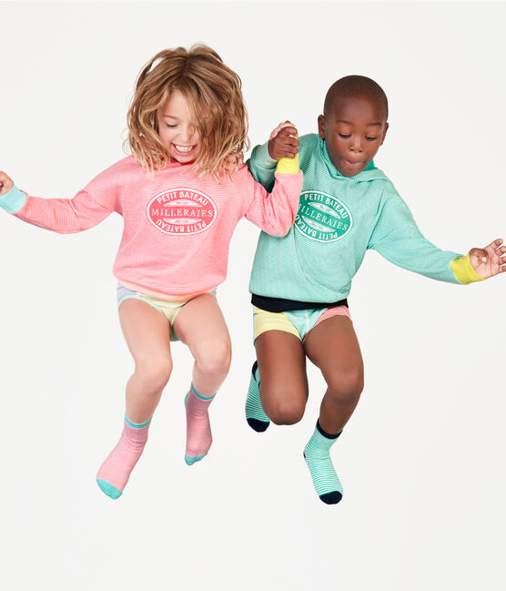 Child's Ribbed Hoody CUPCAKE pink/MARSHMALLOW white