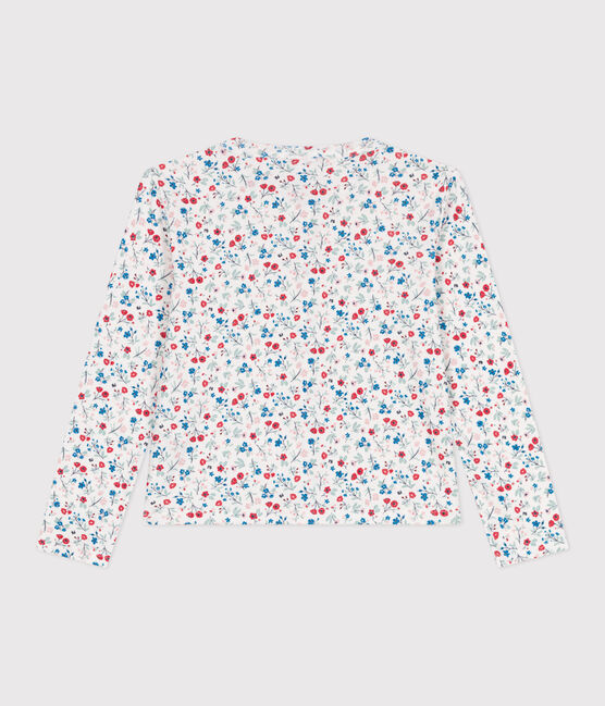 Children's floral cotton cardigan MARSHMALLOW white/MULTICO white