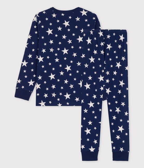 Unisex Starry Cotton Pyjamas MEDIEVAL blue/MARSHMALLOW white