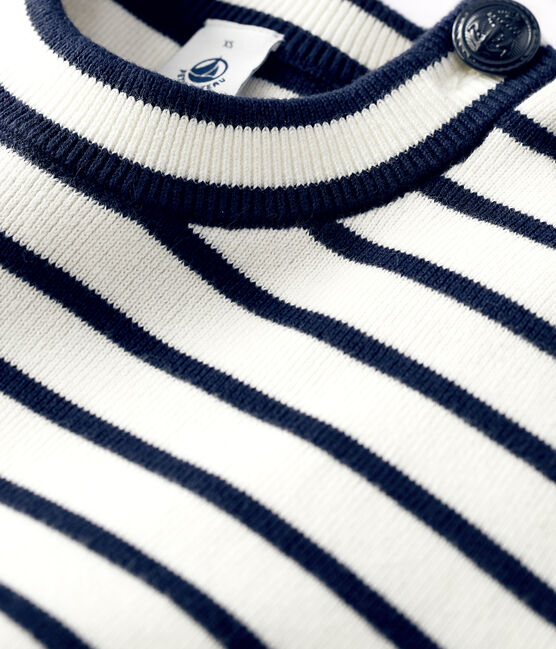 Women's Navy Cotton Jumper MARSHMALLOW white/SMOKING blue