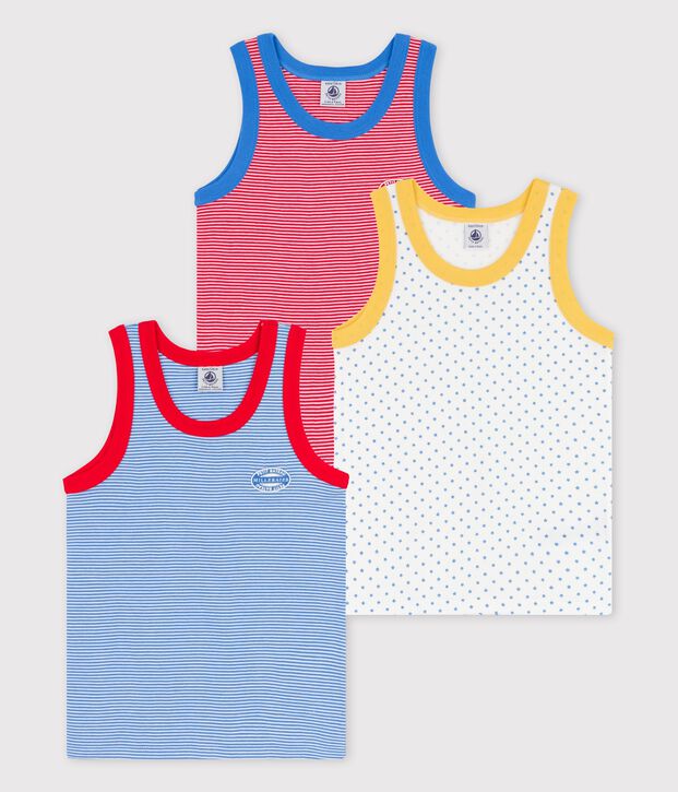 Boys' Pinstriped Organic Cotton Vests - 3-Pack multicolor