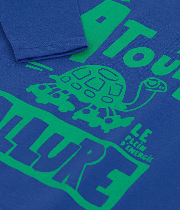 Children's long-sleeved patterned T-shirt blue