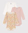 Babies' long-sleeved floral print cotton bodysuits - 3-pack variante 1