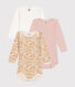 Babies' long-sleeved floral print cotton bodysuits - 3-pack
