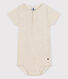 Babies' Short-Sleeved Cotton Bodysuit With Henley Neck