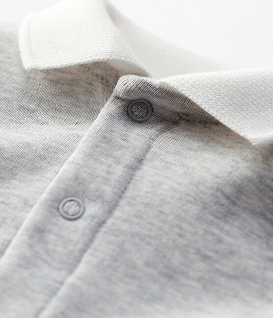 Babies' Short-Sleeved Organic Cotton Bodysuit with Polo Shirt Collar BELUGA CHINE grey