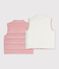 Babies' sleeveless reversible sherpa velour puffer jacket pink/ecru