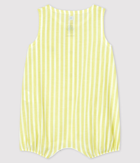 Babies' Yellow Stripy Organic Cotton Poplin Playsuit JAUNE yellow/MARSHMALLOW white