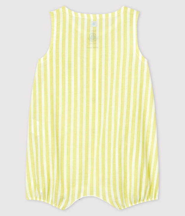 Babies' Yellow Stripy Organic Cotton Poplin Playsuit yellow/white