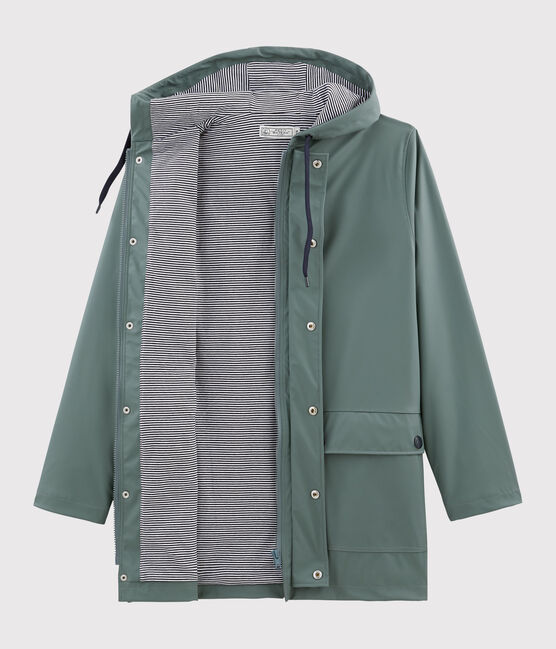 Iconic Recycled Fabric and Organic Cotton Raincoat THUYA green