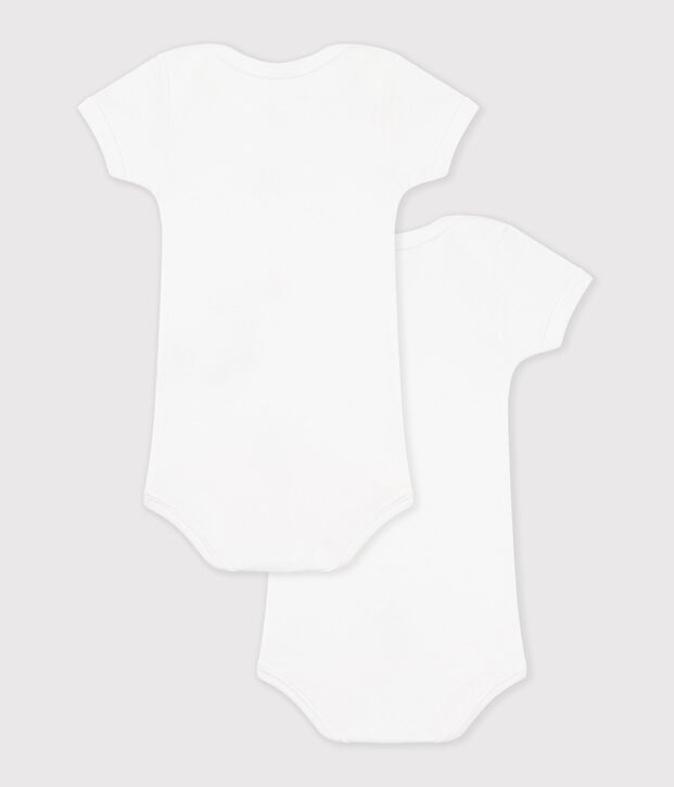 Lot de 2 bodies blancs manches courtes b&eacute;b&eacute; multicolor