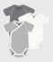 PACK OF 3 SHORT-SLEEVED WRAPOVER BABY BODYSUITS IN STRIPY COTTON variante 1
