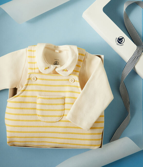 Babies' dungarees and cotton bodysuit set AVALANCHE yellow/DAISY white