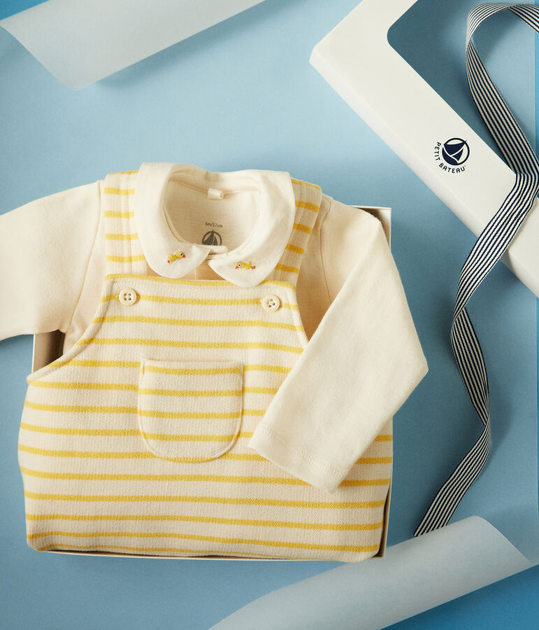 Babies' dungarees and cotton bodysuit set AVALANCHE yellow/DAISY white