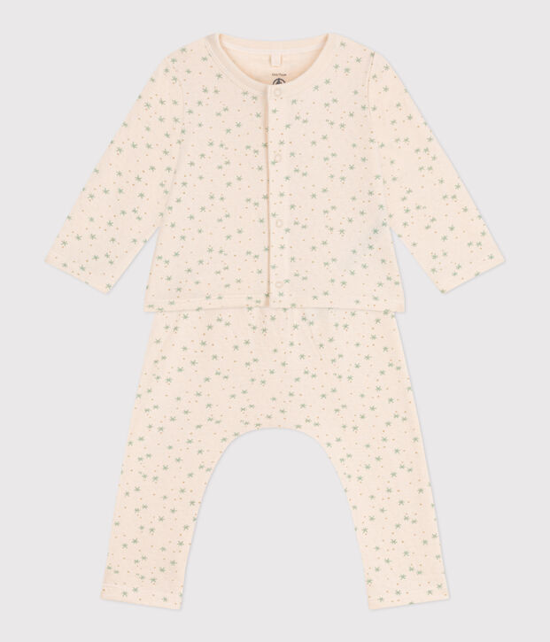 Babies' two-piece cotton outfit Ecru/multicolor
