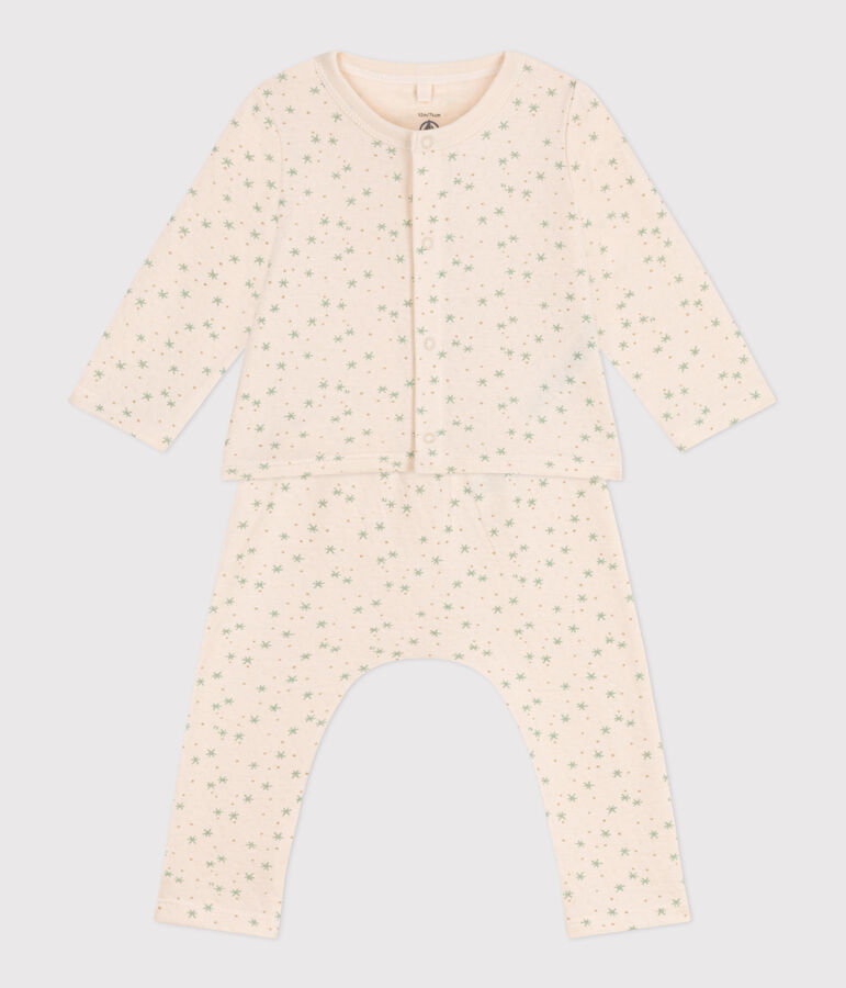 Babies' two-piece cotton outfit Ecru/multicolor