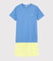 Unisex Blue and Yellow Ribbed Short Pyjamas EDNA blue/MULTICO ecru