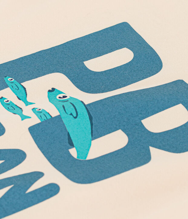 Boys' Short-Sleeved Cotton T-Shirt Ecru/multicolor