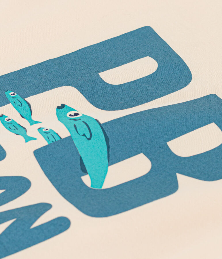 Boys' Short-Sleeved Cotton T-Shirt Ecru/multicolor