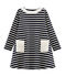 Girl's Long-sleeved Dress SMOKING blue/COQUILLE beige