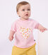 Babies' short-sleeved cotton T-shirt with a flower motif