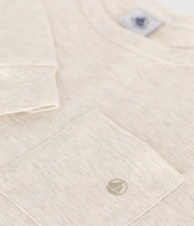 Boys' long-sleeved slub jersey T-shirt beige