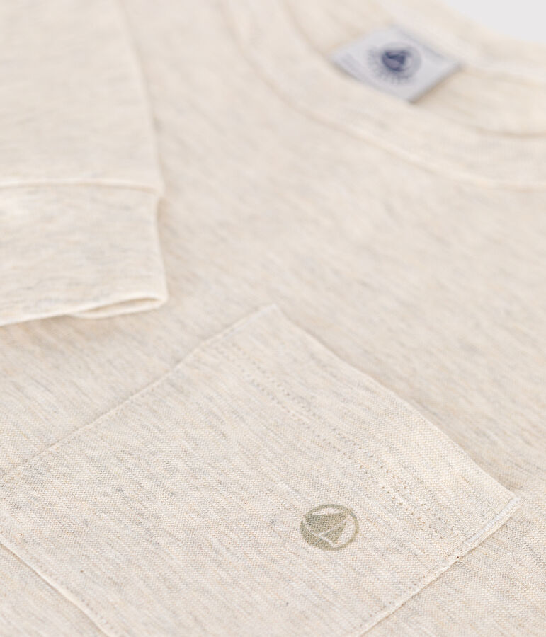 Boys' long-sleeved slub jersey T-shirt beige