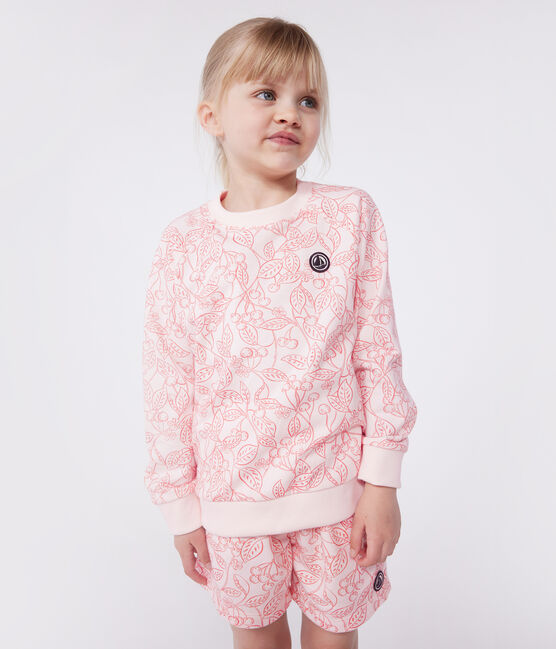 Children's printed cotton sweatshirt FLEUR pink/SPI