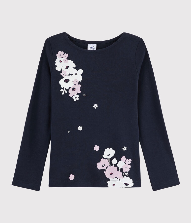 Girls' Screen Printed T-Shirt SMOKING blue