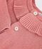 Babies' plain wool and cotton knit cardigan with a collar pink