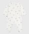 Babies' floral cotton pyjama suit with a collar MARSHMALLOW white/MULTICO white