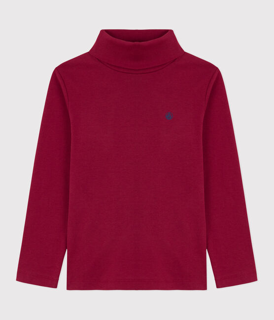 Children's plain cotton rollneck top AMARANTE