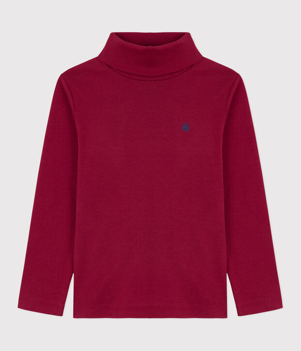 Children's plain cotton rollneck top red