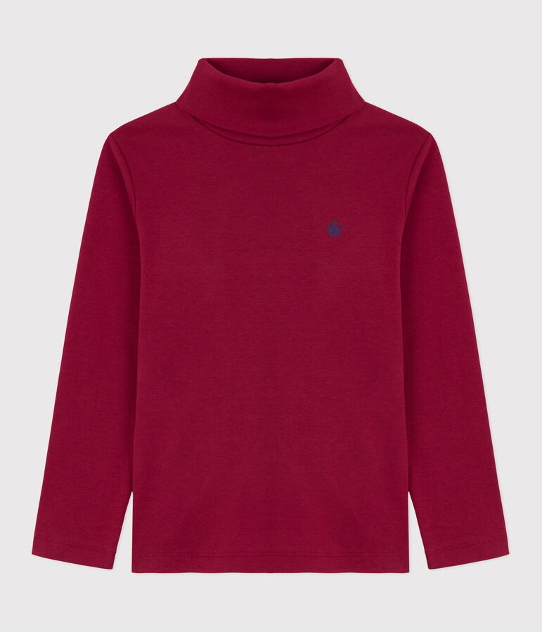 Children's plain cotton rollneck top red
