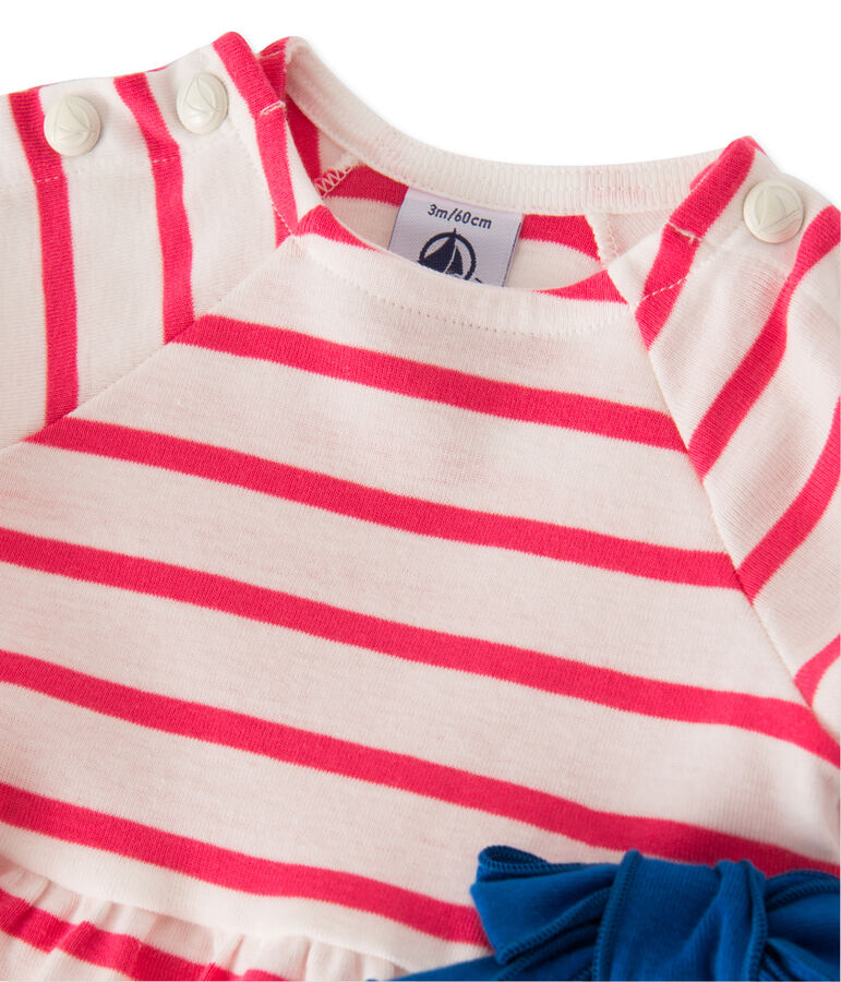 Robe b&eacute;b&eacute; fille ray&eacute;e white/pink