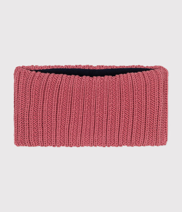 Babies' fleece-lined knitted snood pink