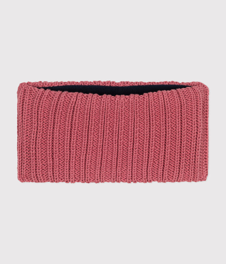 Babies' fleece-lined knitted snood pink